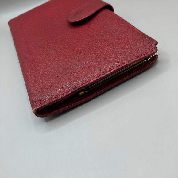 VTG Gucci Wallet Red Leather Bifold Kisslock Framed Card Holder Classic Luxury - Picture 4 of 15